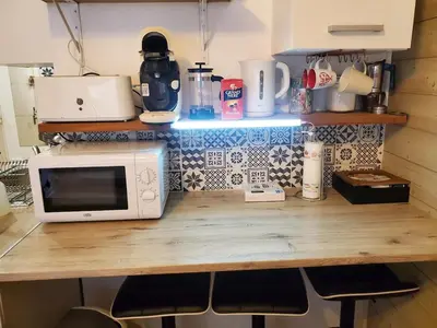 Cuisine ou kitchenette dans l'établissement Super-Besse - studio 800m des pistes