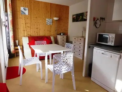 Cuisine ou kitchenette dans l'établissement Charmant studio au cœur de la station - FR-1-814-15