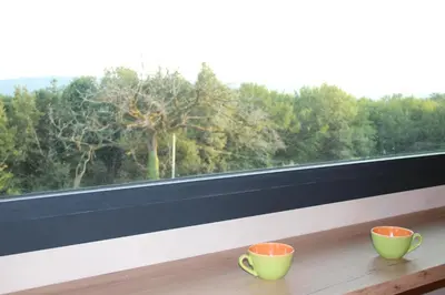 Balcon ou terrasse dans l'établissement Gîte écologique proche Rocamadour & Gouffre de Padirac Vue vallée Dordogne