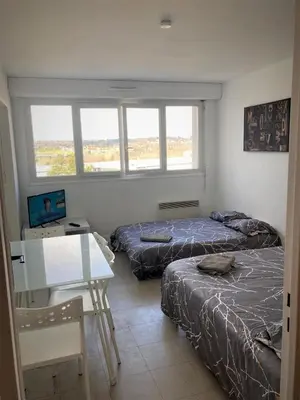 Un ou plusieurs lits dans un hébergement de l'établissement Appartement double à Limoges
