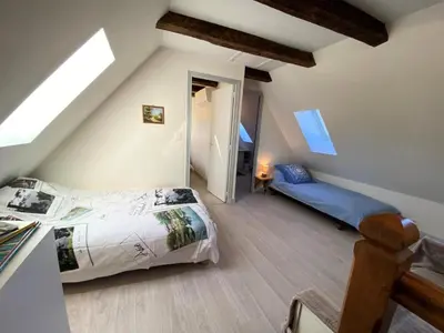 Un ou plusieurs lits dans un hébergement de l'établissement Gîte de France Le peuchois 2 épis - Gîte de France 2 personnes MAE-5181