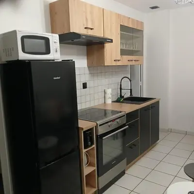 Cuisine ou kitchenette dans l'établissement joli T2