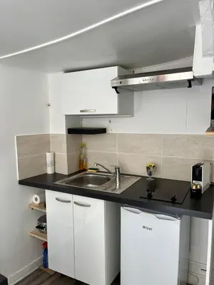 Cuisine ou kitchenette dans l'établissement Duplex Rue Huchette - DABNB