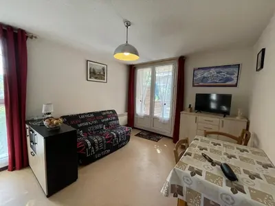 Télévision ou salle de divertissement dans l'établissement Coquet studio avec terrasse au Lioran, animaux admis - FR-1-787-119