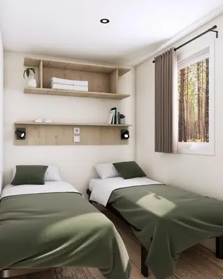 Un ou plusieurs lits dans un hébergement de l'établissement Camping LePigeonnier à Miers près du gouffre de Padirac