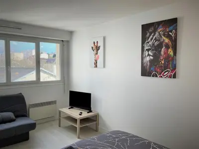 Coin salon dans l'établissement Appartement double à Limoges