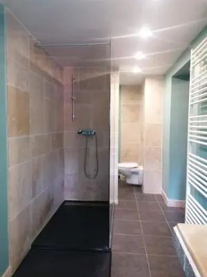 Salle de bains dans l'établissement Le Lys bleu