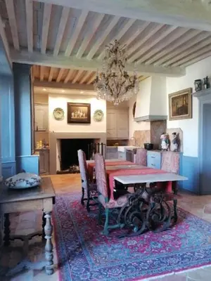 Cuisine ou kitchenette dans l'établissement Le Lys bleu