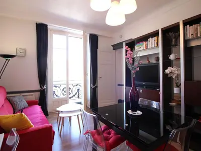 Coin salon dans l'établissement Appartement T2 centre La Bourboule, 4 pers, Wifi - FR-1-608-285