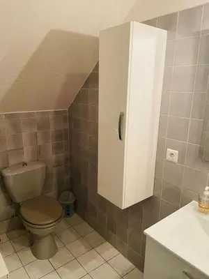 Salle de bains dans l'établissement Grange authentique en Quercy