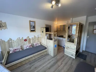 Cuisine ou kitchenette dans l'établissement Coquet T2 au coeur du Lioran - FR-1-787-120