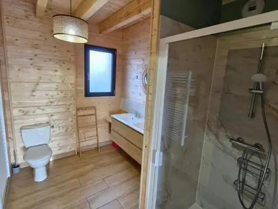 Salle de bains dans l'établissement Chalet moderne pour 14 pers avec parking privé - FR-1-814-121