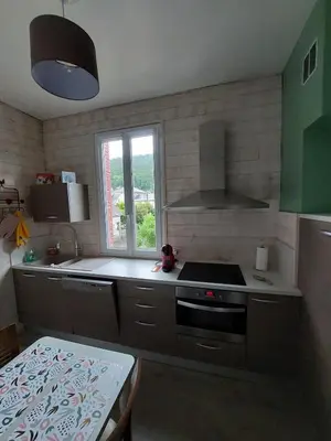 Cuisine ou kitchenette dans l'établissement Charmant appartement - Le Mont Dore
