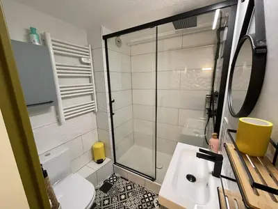 Salle de bains dans l'établissement Coquet studio mezzanine exposé sud avec animaux admis - FR-1-787-122