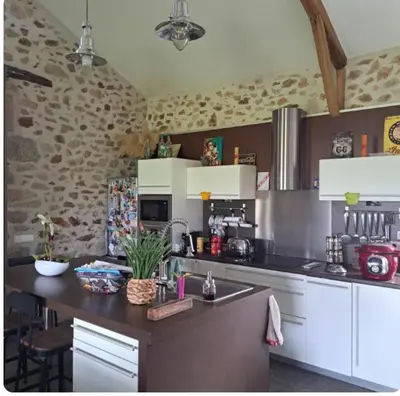 Cuisine ou kitchenette dans l'établissement Chambre chez l'habitant 