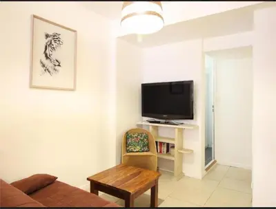 Télévision ou salle de divertissement dans l'établissement Appartement T2- wifi - RDC à 300M des thermes - La villa blanche