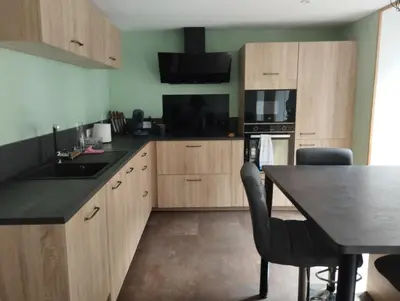 Cuisine ou kitchenette dans l'établissement Appartement Vic-sur-Cère
