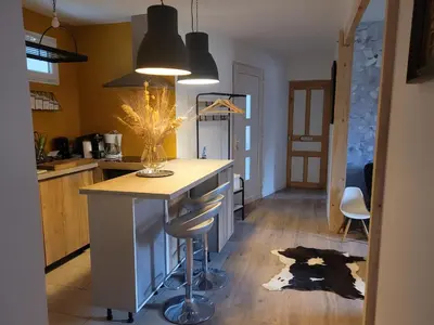 Cuisine ou kitchenette dans l'établissement Le randonneur