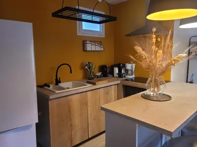 Cuisine ou kitchenette dans l'établissement Le randonneur