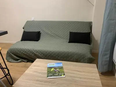Coin salon dans l'établissement Appartement cosy wifi à deux pas des Thermes