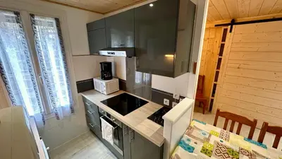 Cuisine ou kitchenette dans l'établissement Les Myrtilles Le Mont Dore 6pers