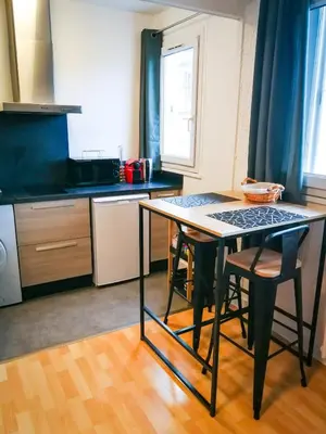 Cuisine ou kitchenette dans l'établissement JOLI STUDIO AVEC PARKING ET NETFLIX - Proche du palais des exposition, du stade de Beaublanc et du Zenith