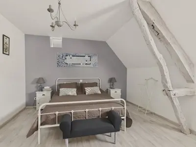 Un ou plusieurs lits dans un hébergement de l'établissement Belle maison pour 6 - Piscine - Dordogne