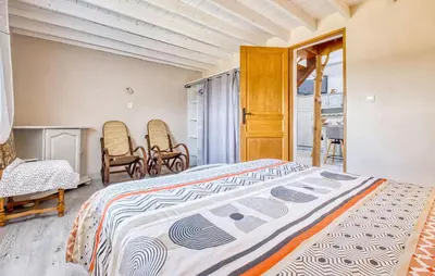 Un ou plusieurs lits dans un hébergement de l'établissement Superbe Maison Piscine Privée
