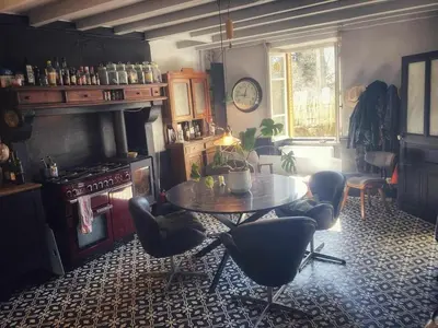 Coin salon dans l'établissement Vakantiehuis in groene oase