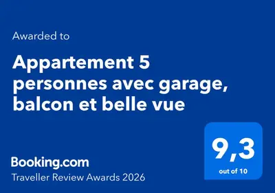 Certificat, récompense, panneau ou autre document affiché dans l'établissement Appartement 5 personnes avec garage, balcon et belle vue