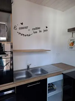 Cuisine ou kitchenette dans l'établissement le nid des choups esprit loft 50 m2