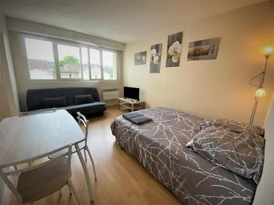 Coin salon dans l'établissement Appartement double à Limoges