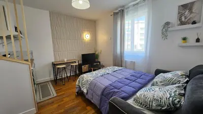 Un ou plusieurs lits dans un hébergement de l'établissement Les studios du Cercle