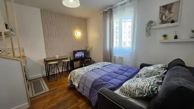 Un ou plusieurs lits dans un hébergement de l'établissement Les studios du Cercle