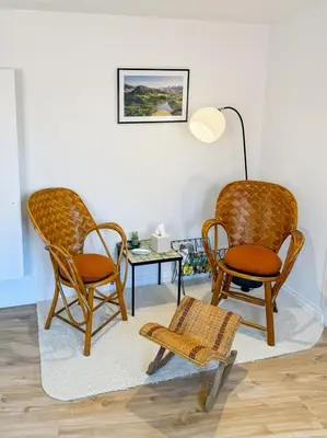 Coin salon dans l'établissement Charmant Studio au Cœur d'Aurillac La belle Verte