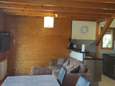 Télévision ou salle de divertissement dans l'établissement Chalet montagnard confortable à Super Besse avec grand terrain et parking privé - FR-1-814-139