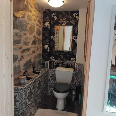 Salle de bains dans l'établissement Bucolique Studette