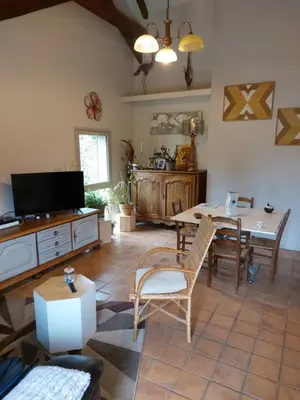 Télévision ou salle de divertissement dans l'établissement Maison à la campagne