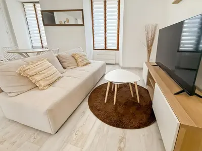 Télévision ou salle de divertissement dans l'établissement Appartement rénové, lumineux au centre de Vic