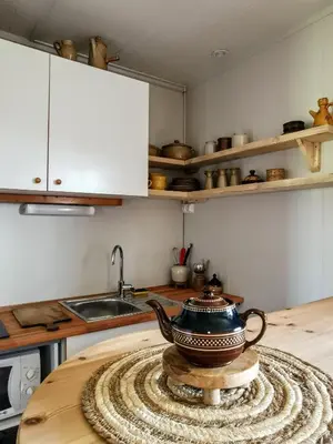 Cuisine ou kitchenette dans l'établissement Chalet en plein nature, gorges de la Dordogne