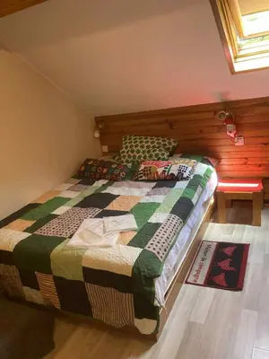 Un ou plusieurs lits dans un hébergement de l'établissement Studio CENTRE Mont Dore, Volière des Pics 2pers15m2 parking Gratuit chemin randonnée