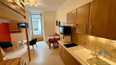 Cuisine ou kitchenette dans l'établissement Les Ambassadeurs 106 La Bourboule