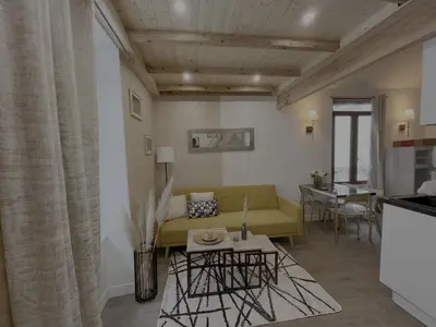 Coin salon dans l'établissement Villa du parc à La Bourboule