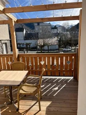 Balcon ou terrasse dans l'établissement Val-locations marmotte 5