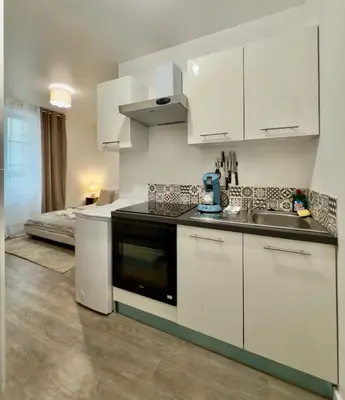 Cuisine ou kitchenette dans l'établissement Studio 4 lumineux Av Garibaldi - DABNB