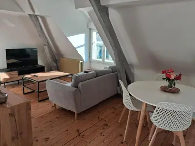 Télévision ou salle de divertissement dans l'établissement Appartement renové 46m2 - Climatisé, Calme et proche commodités