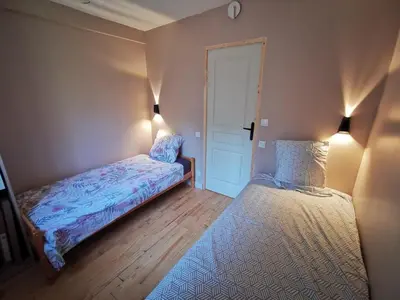 Un ou plusieurs lits dans un hébergement de l'établissement Chalet 4-6 Le temps d une pause au Olivier