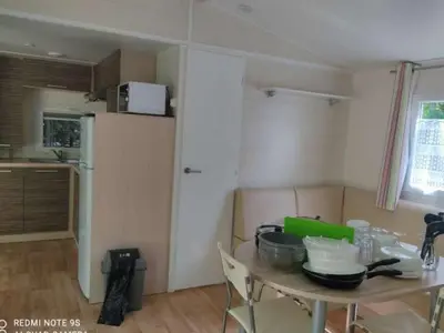 Cuisine ou kitchenette dans l'établissement Mobil-home avec Terrasse pour 6 personnes - API-1-52-403