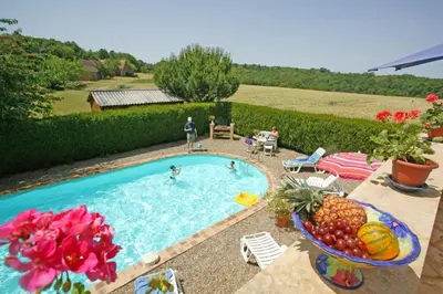 Piscine de l'établissement Gîte Hugan avec piscine privée proche Sarlat ou située à proximité
