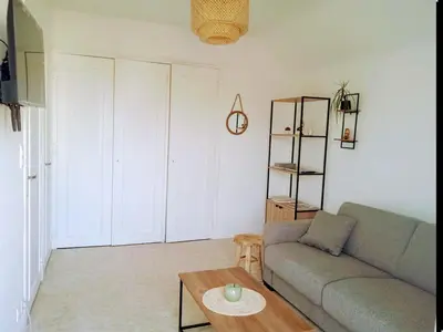 Coin salon dans l'établissement Appartement en Corrèze